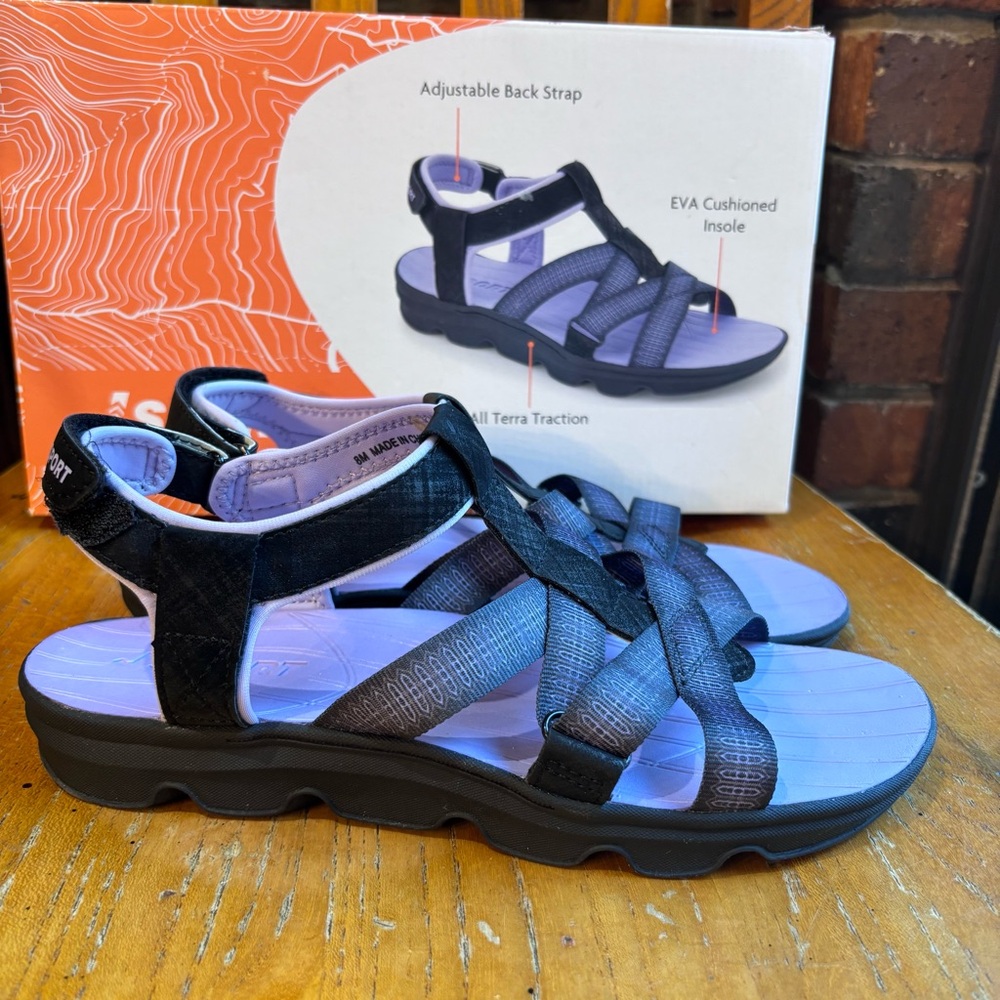 JSport womens Kaia strappy cushioned walking hiking sandals purple/black 8 - Picture 4 of 6